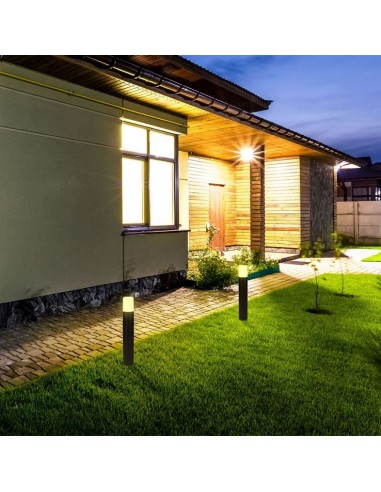 7567-Piantana LED da Giardino Cilindrica con Portalampada GU Max  con Corpo Nero e Copertura Bianca h cm IP-5