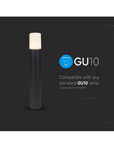 7567-Piantana LED da Giardino Cilindrica con Portalampada GU Max  con Corpo Nero e Copertura Bianca h cm IP-7