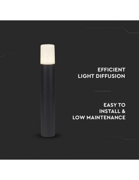 Piantana LED da Giardino Cilindrica con Portalampada GU10 (Max 35W) con Corpo Nero e Copertura Bianca h: 50cm IP54