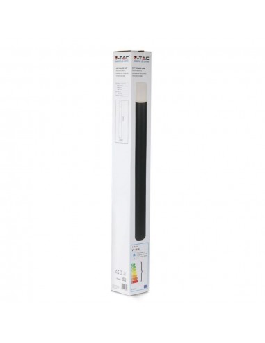 7568-Piantana LED da Giardino Cilindrica con Portalampada GU Max  con Corpo Nero e Copertura Bianca h cm IP-2