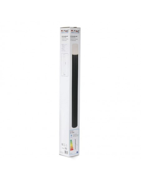 7568-Piantana LED da Giardino Cilindrica con Portalampada GU Max  con Corpo Nero e Copertura Bianca h cm IP-2