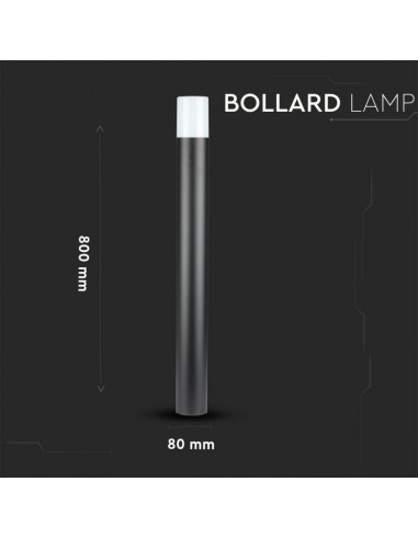 7568-Piantana LED da Giardino Cilindrica con Portalampada GU Max  con Corpo Nero e Copertura Bianca h cm IP-3