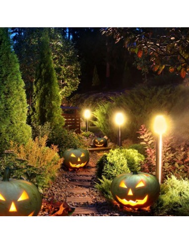 7568-Piantana LED da Giardino Cilindrica con Portalampada GU Max  con Corpo Nero e Copertura Bianca h cm IP-4