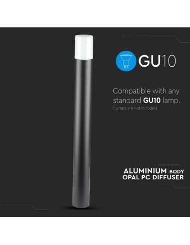 7568-Piantana LED da Giardino Cilindrica con Portalampada GU Max  con Corpo Nero e Copertura Bianca h cm IP-6