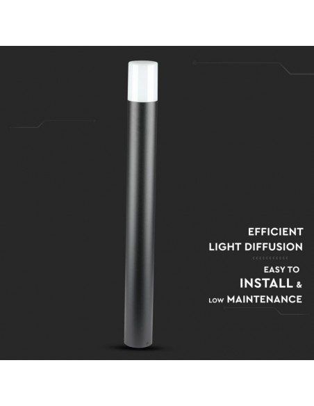 7568-Piantana LED da Giardino Cilindrica con Portalampada GU Max  con Corpo Nero e Copertura Bianca h cm IP-7
