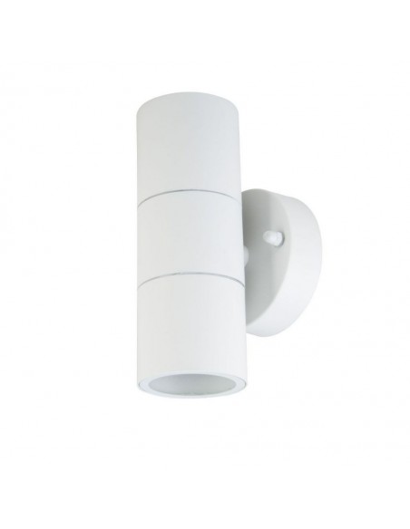 7570-Portafaretto LED Doppio da Muro xGU e GU MR Arrotondato in Alluminio Colore Bianco Opaco IP-1