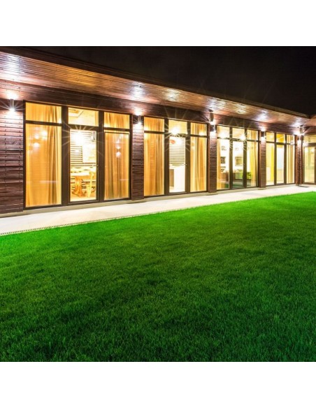 7570-Portafaretto LED Doppio da Muro xGU e GU MR Arrotondato in Alluminio Colore Bianco Opaco IP-4