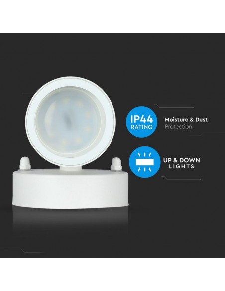 7570-Portafaretto LED Doppio da Muro xGU e GU MR Arrotondato in Alluminio Colore Bianco Opaco IP-7