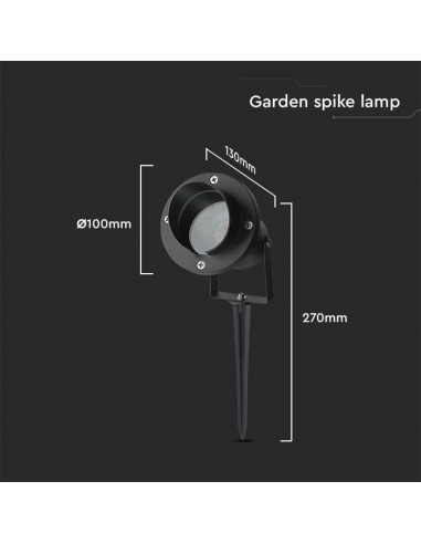 7572-Picchetto in Alluminio con Portalampada GU Orientabile Colore Nero -2