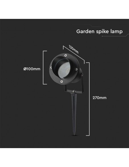 7572-Picchetto in Alluminio con Portalampada GU Orientabile Colore Nero -2