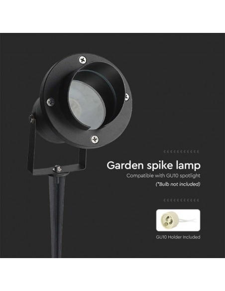 7572-Picchetto in Alluminio con Portalampada GU Orientabile Colore Nero -6