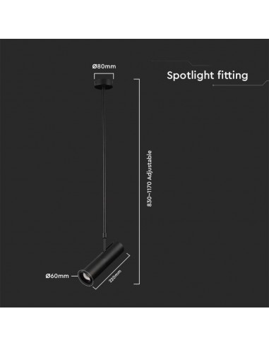 7573-Portafaretto LED a Sospensione GU Corpo in Alluminio Nero DxMM-3