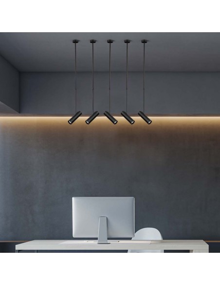 7573-Portafaretto LED a Sospensione GU Corpo in Alluminio Nero DxMM-4