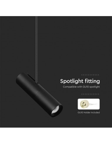 7573-Portafaretto LED a Sospensione GU Corpo in Alluminio Nero DxMM-7