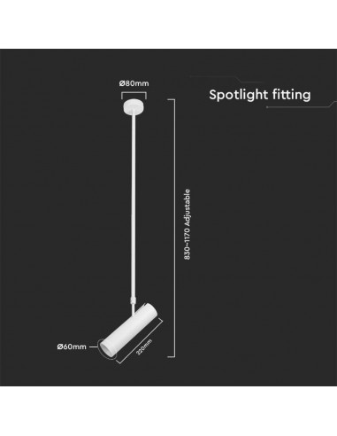 7574-Portafaretto LED a Sospensione GU Corpo in Alluminio Bianco DxMM-3