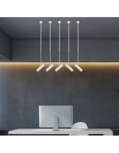 7574-Portafaretto LED a Sospensione GU Corpo in Alluminio Bianco DxMM-4