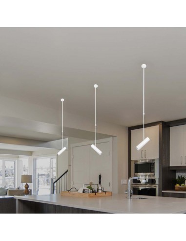 7574-Portafaretto LED a Sospensione GU Corpo in Alluminio Bianco DxMM-5