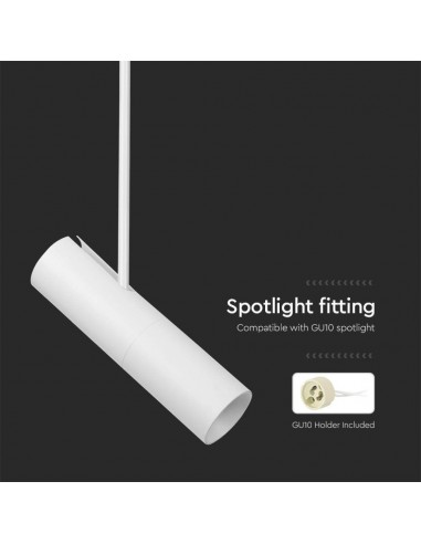 7574-Portafaretto LED a Sospensione GU Corpo in Alluminio Bianco DxMM-7