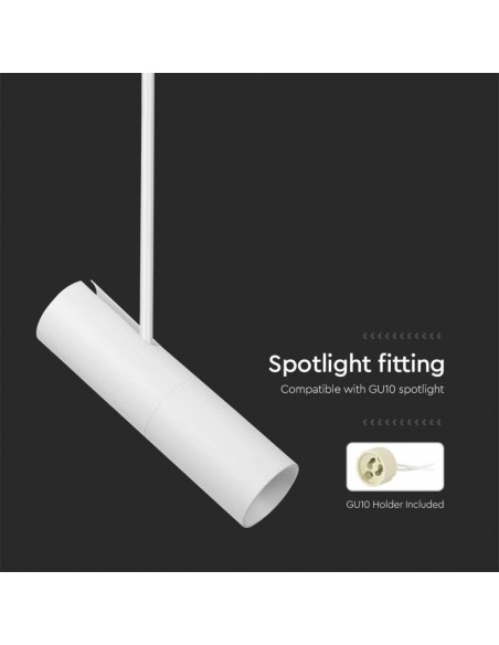 7574-Portafaretto LED a Sospensione GU Corpo in Alluminio Bianco DxMM-7