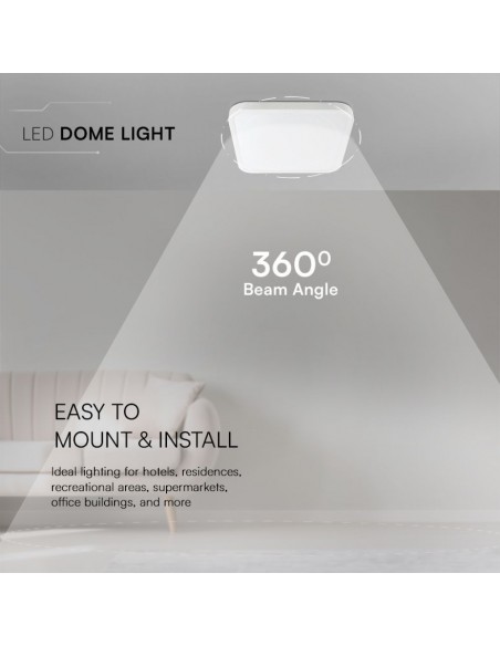 Plafoniera LED Chip Samsung Quadrata 24W 100LM/W Colore Bianco 295mm 4000K IP44