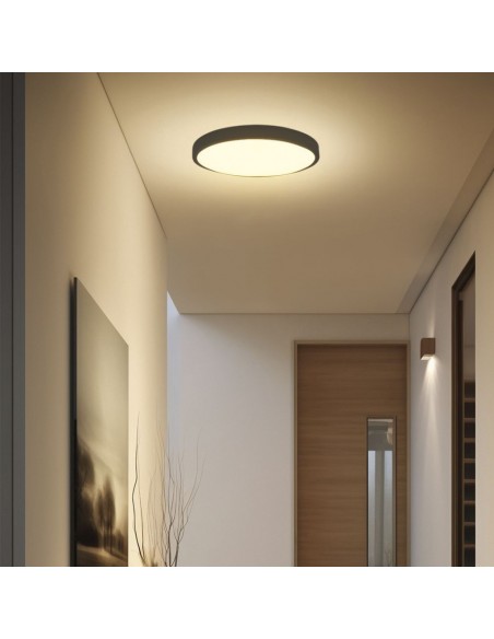 76331-24-Plafoniera LED Chip Samsung Rotonda  LM/W Colore Nero Diametro mm  IP-5