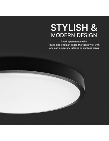 76351-Plafoniera LED Rotonda  Cornice Nera  IP-7