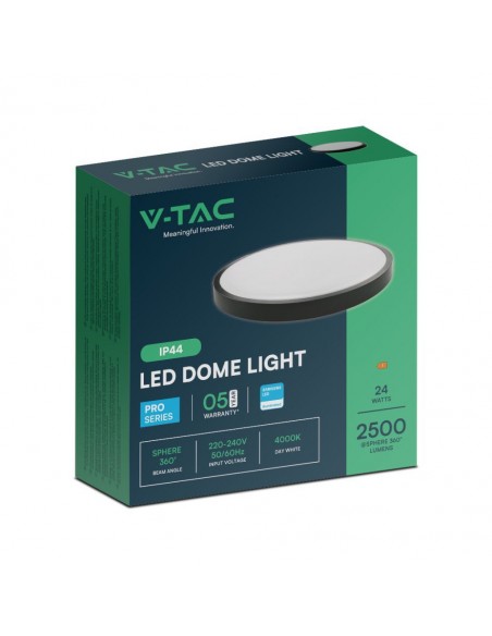 76371-24-Plafoniera LED Chip Samsung Rotonda  LM/W Colore Nero Diametro mm  IP-2