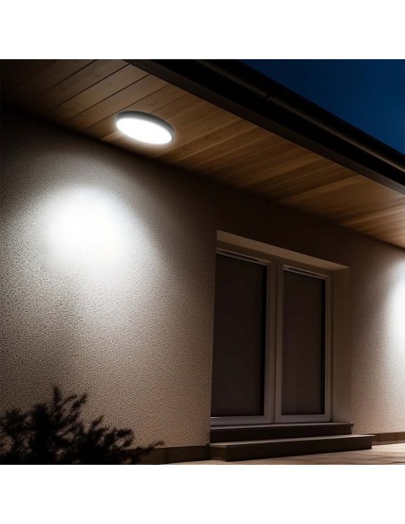 76381-Plafoniera LED Rotonda  Cornice Nera  IP-6