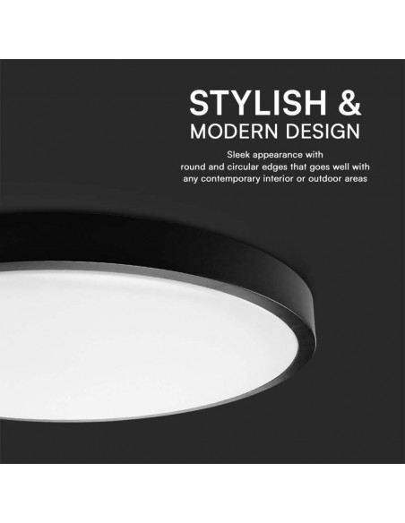 76381-Plafoniera LED Rotonda  Cornice Nera  IP-7