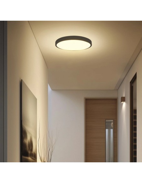 76381-24-Plafoniera LED Rotonda  Chip Samsung Cornice Nera  IP-4