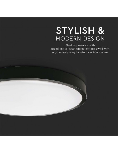 7641-Plafoniera LED Rotonda  Colore Nero d mm h mm  IP-7