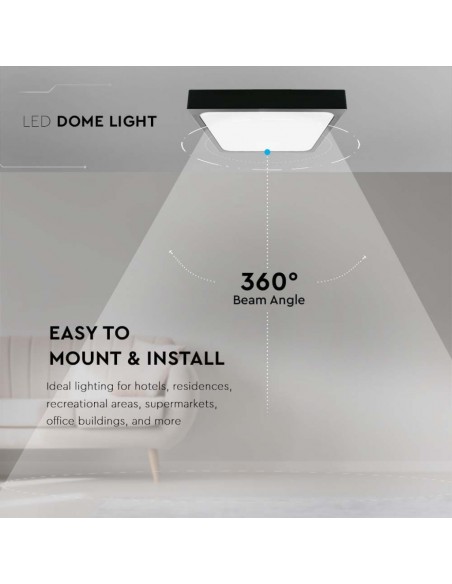 Plafoniera LED Quadrata 18W Nero 4000K IP44