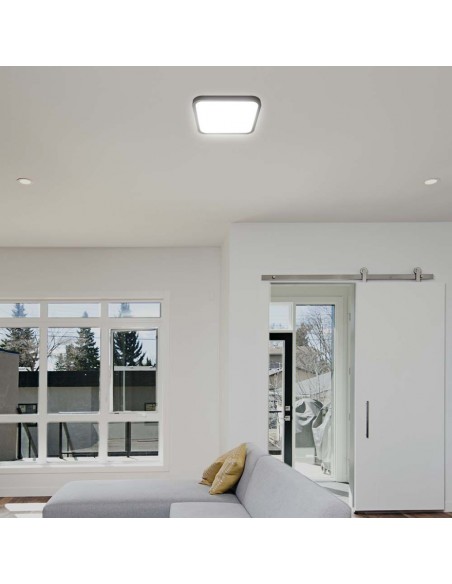 76471-Plafoniera LED Quadrata  Cornice Nera  IP-6