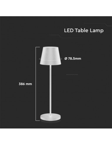 7651-Lampada LED da Tavolo  Colore Bianco in Alluminio con caricatore Wireless e Touch Dimmerabile  IP-4