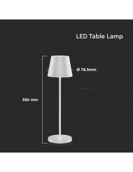 7651-Lampada LED da Tavolo  Colore Bianco in Alluminio con caricatore Wireless e Touch Dimmerabile  IP-4