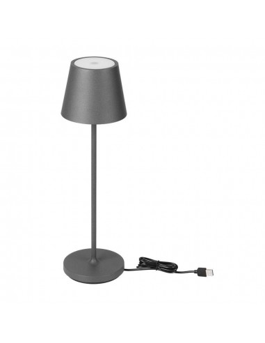 7653-Lampada LED da Tavolo  Colore Grigio in Alluminio con caricatore Wireless e Touch Dimmerabile  IP-6
