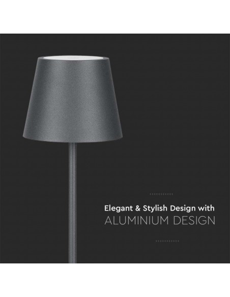 7653-Lampada LED da Tavolo  Colore Grigio in Alluminio con caricatore Wireless e Touch Dimmerabile  IP-7