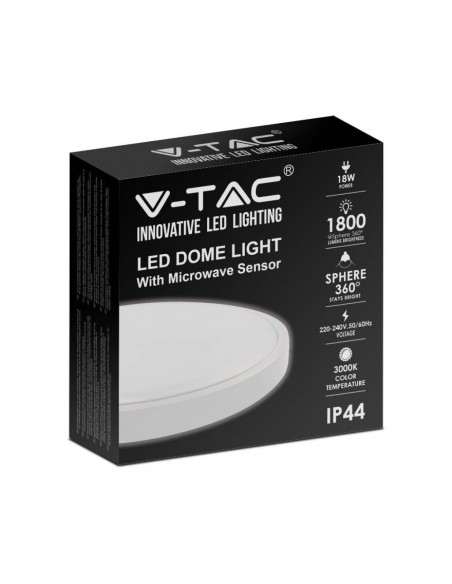 7659-Plafoniera LED Rotonda  con Sensore di Movimento a Microonde Colore Bianco  IP-2