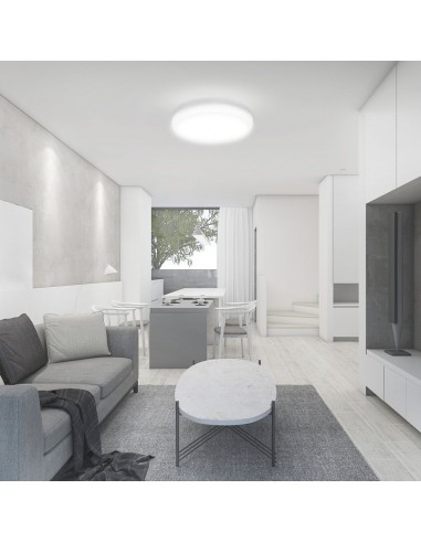 7659-Plafoniera LED Rotonda  con Sensore di Movimento a Microonde Colore Bianco  IP-4