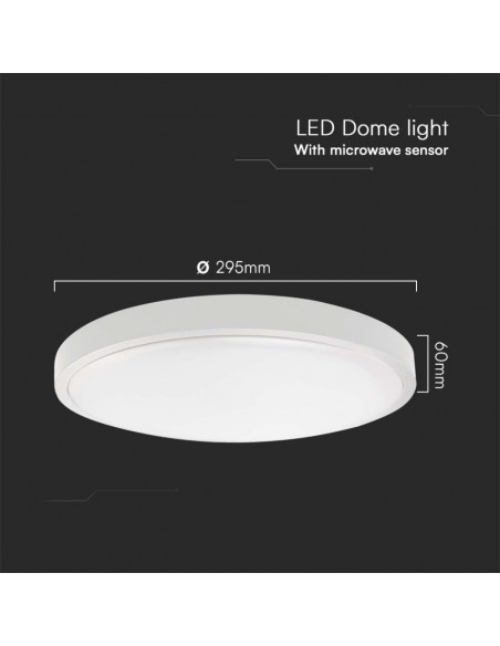 76591-Plafoniera LED Rotonda  con Telecomando e Sensore di Movimento a Microonde Colore Bianco  IP-3