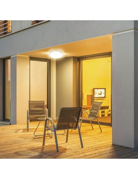 76591-Plafoniera LED Rotonda  con Telecomando e Sensore di Movimento a Microonde Colore Bianco  IP-7