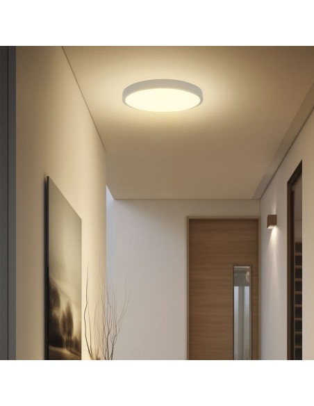 76591-24-Plafoniera LED Chip Samsung Rotonda  con Sensore Microonde e Telecomando LM/W Colore Bianco Diametro mm  IP-4