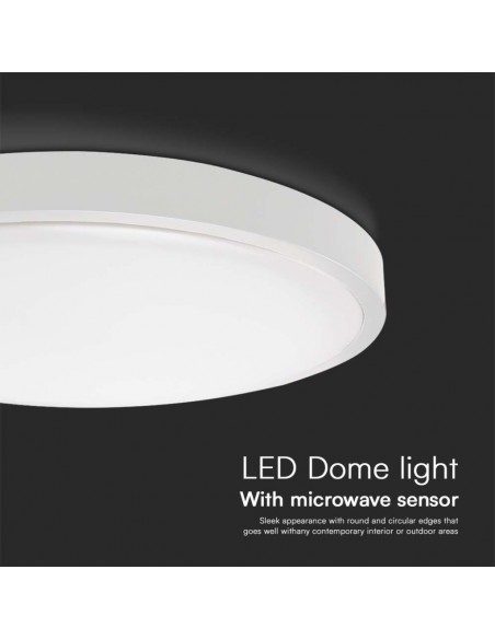 Plafoniera LED Rotonda 18W con Telecomando e Sensore di Movimento a Microonde Bianco 4000K IP44