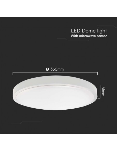 76621-Plafoniera LED Rotonda  con Telecomando e Sensore di Movimento a Microonde Colore Bianco  IP-3