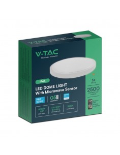 76641-24-Plafoniera LED Chip Samsung Rotonda  con Sensore Microonde e Telecomando LM/W Colore Bianco Diametro mm  IP-1 2