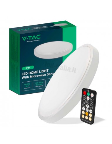 76651-Plafoniera LED Rotonda  con Telecomando e Sensore di Movimento a Microonde Colore Bianco  IP-1