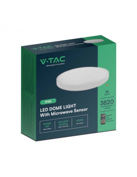 76651-Plafoniera LED Rotonda  con Telecomando e Sensore di Movimento a Microonde Colore Bianco  IP-2