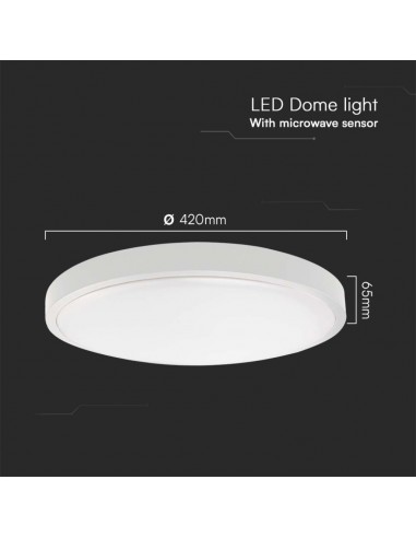 76651-Plafoniera LED Rotonda  con Telecomando e Sensore di Movimento a Microonde Colore Bianco  IP-3