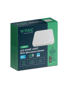 76661-24-Plafoniera LED Chip Samsung Quadrata  con Sensore Microonde e Telecomando LM/W Colore Bianco mm  IP-1 2