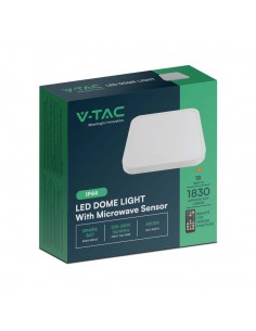 76681-Plafoniera LED Quadrata  con Telecomando e Sensore di Movimento a Microonde Colore Bianco  IP-1 2